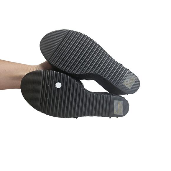 Beach Matisse 8 Sasha Black Braided Espadrille Wedge Sandal Slide Vegan - Picture 3 of 4